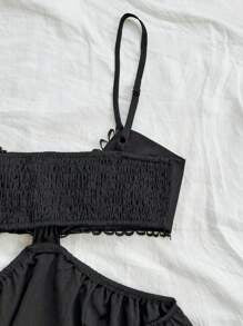 Vestido de verano para mujer con escote en V hueco, vestido de tiras para vacaciones