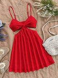 Vestido de verano para mujer con escote en V hueco, vestido de tiras para vacaciones